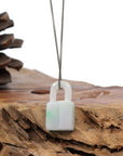 Baikalla Jewelry Jade Pendant Necklace Baikalla Ice White-Green Jadeite Jade Lock Necklace Pendant