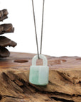 Baikalla Jewelry Jade Pendant Necklace Baikalla Ice White-Green Jadeite Jade Lock Necklace Pendant