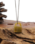 Baikalla Jewelry Jade Pendant Necklace Baikalla Yellow Jadeite Jade Lock Necklace Pendant