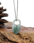 Baikalla Jewelry Jade Pendant Necklace Baikalla Ice Blue-Green Jadeite Jade Heart Lock Necklace Pendant