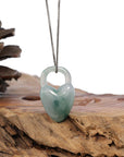 Baikalla Jewelry Jade Pendant Necklace Baikalla Ice Blue-Green Jadeite Jade Heart Lock Necklace Pendant