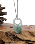 Baikalla Jewelry Jade Pendant Necklace Pedant Only Baikalla Ice Blue-Green Jadeite Jade Heart Lock Necklace Pendant