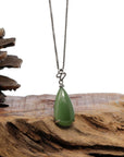 Baikalla Jewelry Jade Pendant Necklace Pendant Only Baikalla™ "Classic Tear-Drop" Sterling Silver Green Jade Tear Drop Pendant Necklace
