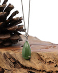 Baikalla Jewelry Jade Pendant Necklace Baikalla™ "Classic Tear-Drop" Sterling Silver Green Jade Tear Drop Pendant Necklace