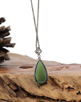 Baikalla Jewelry Jade Pendant Necklace Baikalla™ "Classic Tear-Drop" Sterling Silver Green Jade Tear Drop Pendant Necklace