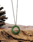 Baikalla Jewelry Jade Pendant Necklace "Good Luck Button" Green Nephrite Jade Pendant Necklace