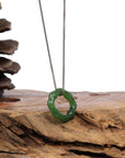 Baikalla Jewelry Jade Pendant Necklace Pedant Only "Good Luck Button" Green Nephrite Jade Pendant Necklace