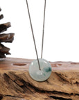 Baikalla Jewelry Jade Pendant Necklace Baikalla™ "Good Luck Button" Necklace Ice Blue Green Jadeite Jade Lucky KouKou Pendant Necklace