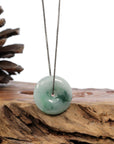 Baikalla Jewelry Jade Pendant Necklace Baikalla™ "Good Luck Button" Necklace Ice Blue Green Jadeite Jade Lucky KouKou Pendant Necklace