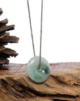 Baikalla Jewelry Jade Pendant Necklace Copy of Baikalla™ "Good Luck Button" Necklace Ice Blue Green Jadeite Jade Lucky KouKou Pendant Necklace