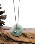 Baikalla Jewelry Jade Pendant Necklace Copy of Baikalla™ "Good Luck Button" Necklace Ice Blue Green Jadeite Jade Lucky KouKou Pendant Necklace