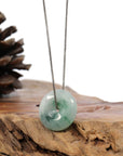 Baikalla Jewelry Jade Pendant Necklace Baikalla™ "Good Luck Button" Necklace Ice Blue Green Jadeite Jade Lucky KouKou Pendant Necklace