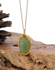 Baikalla Jewelry Gold Jade Pendant Baikalla™ 24K Yellow Gold Genuine Nephrite Green Jade GuanYin Pendant Necklace