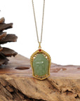 Baikalla Jewelry Gold Jade Pendant Baikalla™ 24K Yellow Gold Genuine Nephrite Green Jade GuanYin Pendant Necklace