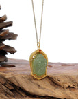 Baikalla Jewelry Gold Jade Pendant PENDANT ONLY Baikalla™ 24K Yellow Gold Genuine Nephrite Green Jade GuanYin Pendant Necklace