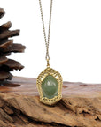 Baikalla Jewelry Gold Jade Pendant Baikalla™ 24K Yellow Gold Genuine Nephrite Green Jade GuanYin Pendant Necklace