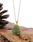 Baikalla Jewelry Jade Pendant Baikalla™ "Laughing Buddha" 24k Yellow Gold Nephrite Jade Necklace Pendant