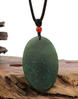 Baikalla Jewelry Jade Carving Necklace Natural Jade 12 Zodiac: Nephrite Jade Hog Pendant Necklace in Deep Green