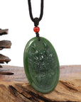 Baikalla Jewelry Jade Carving Necklace Natural Jade 12 Zodiac: Nephrite Jade Dragon Pendant Necklace in Deep Green