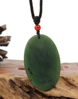 Baikalla Jewelry Jade Carving Necklace Natural Jade 12 Zodiac: Nephrite Jade Dragon Pendant Necklace in Deep Green