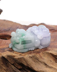 Baikalla Jewelry genuine jadeite carving With Nylon String Necklace Genuine Burmese Lavender Green Jadeite Jade PiXiu Pendant Necklace