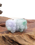 Baikalla Jewelry genuine jadeite carving Genuine Burmese Lavender Green Jadeite Jade PiXiu Pendant Necklace