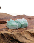 Baikalla Jewelry genuine jadeite carving With Nylon String Necklace Genuine Burmese Ice Green Jadeite Jade PiXiu Pendant Necklace