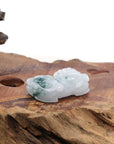 Baikalla Jewelry genuine jadeite carving Genuine Burmese White Blue-Green Jadeite Jade PiXiu Pendant Necklace