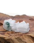 Baikalla Jewelry genuine jadeite carving With Nylon String Necklace Genuine Burmese White Blue-Green Jadeite Jade PiXiu Pendant Necklace