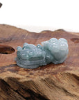 Baikalla Jewelry genuine jadeite carving With Nylon String Necklace Genuine Burmese Ice Blue-Green Jadeite Jade PiXiu Pendant Necklace