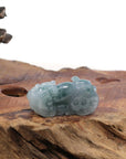 Baikalla Jewelry genuine jadeite carving Genuine Burmese Ice Blue-Green Jadeite Jade PiXiu Pendant Necklace