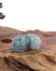 Baikalla Jewelry genuine jadeite carving Genuine Burmese Ice Blue-Green Jadeite Jade PiXiu Pendant Necklace
