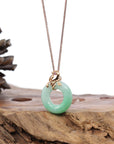 Baikalla Jewelry 18k Gold Jadeite Necklace 18k Rose Gold Genuine Burmese Jadeite Lucky Kou Kou Birdie Pendant Necklace