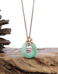 Baikalla Jewelry 18k Gold Jadeite Necklace 18k Rose Gold Genuine Burmese Jadeite Lucky Kou Kou Birdie Pendant Necklace