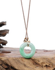 Baikalla Jewelry 18k Gold Jadeite Necklace 18k Rose Gold Genuine Burmese Jadeite Lucky Kou Kou Birdie Pendant Necklace