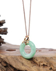 Baikalla Jewelry 18k Gold Jadeite Necklace 18k Rose Gold Genuine Burmese Jadeite Lucky Kou Kou Birdie Pendant Necklace