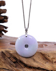 Baikalla Jewelry Gold Jadeite Jade Pendant Necklace Pendant Only "Good Luck Button" Lavender Jadeite Jade Lucky KouKou Pendant With 14K White Gold Bail