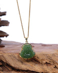 Baikalla Jewelry Jade Pendant Baikalla™ "Laughing Buddha" Gold Plated Nephrite Jade Necklace Pendant