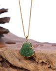 Baikalla Jewelry Jade Pendant Baikalla™ "Laughing Buddha" Gold Plated Nephrite Jade Necklace Pendant