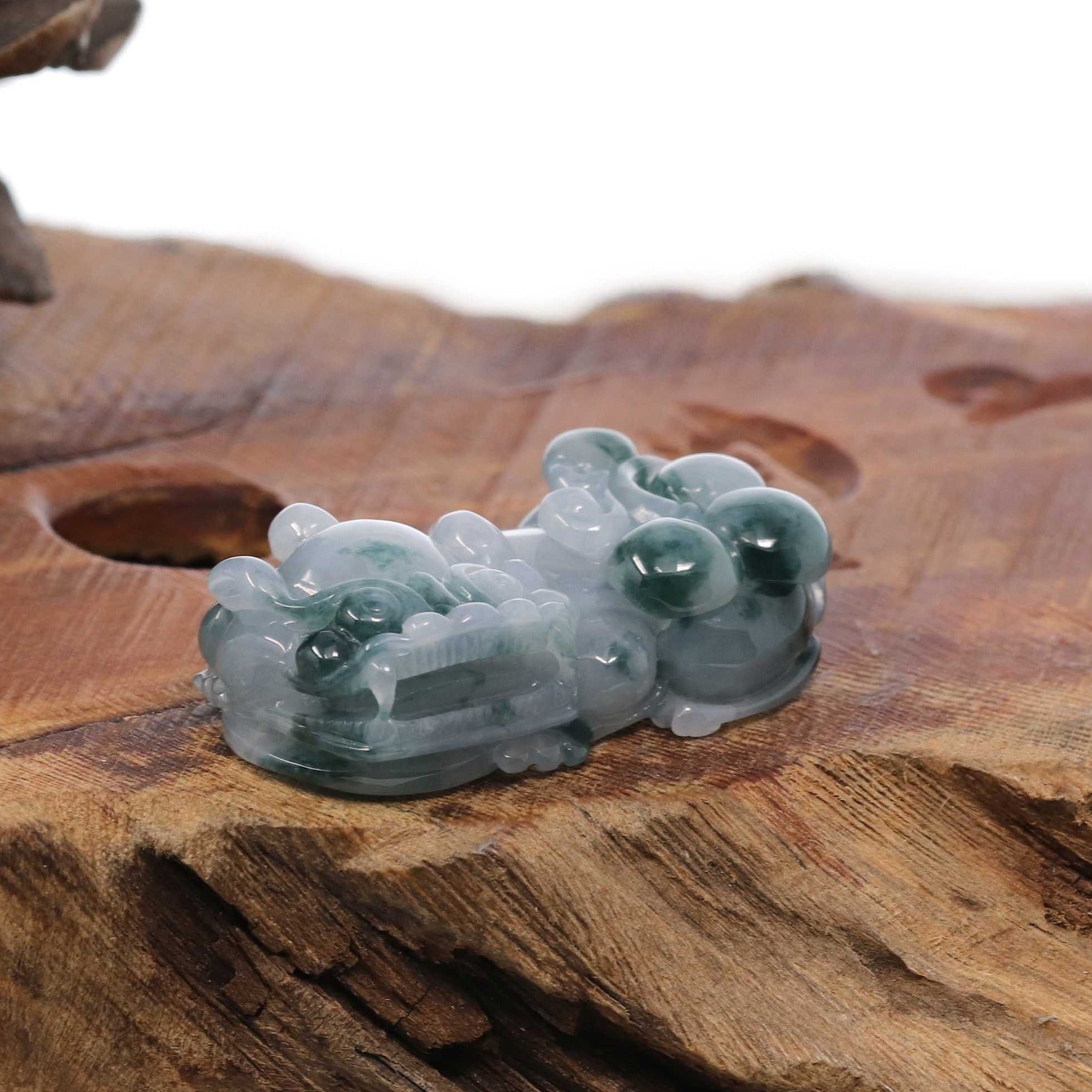 Genuine Burmese Ice Blue-Green Jadeite Jade PiXiu Pendant Necklace