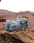 Baikalla Jewelry genuine jadeite carving Genuine Burmese Ice Blue-Green Jadeite Jade PiXiu Pendant Necklace