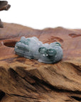 Baikalla Jewelry genuine jadeite carving With Nylon String Necklace Genuine Burmese Ice Blue-Green Jadeite Jade PiXiu Pendant Necklace