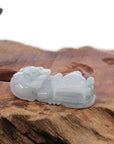 Baikalla Jewelry genuine jadeite carving With Nylon String Necklace Genuine Burmese Ice Blue-Green Jadeite Jade PiXiu Pendant Necklace