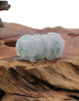 Baikalla Jewelry genuine jadeite carving Genuine Burmese Ice Blue-Green Jadeite Jade PiXiu Pendant Necklace