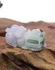 Baikalla Jewelry genuine jadeite carving With Nylon String Necklace Genuine Burmese White Lavender-Green Jadeite Jade PiXiu Pendant Necklace