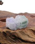 Baikalla Jewelry genuine jadeite carving Genuine Burmese White Lavender-Green Jadeite Jade PiXiu Pendant Necklace