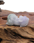 Baikalla Jewelry genuine jadeite carving Genuine Burmese White Lavender-Green Jadeite Jade PiXiu Pendant Necklace