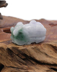 Baikalla Jewelry genuine jadeite carving Genuine Burmese White Lavender-Green Jadeite Jade PiXiu Pendant Necklace