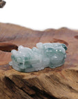Baikalla Jewelry genuine jadeite carving With Nylon String Necklace Genuine Burmese Ice Blue-Green Jadeite Jade PiXiu Pendant Necklace