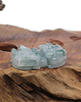 Baikalla Jewelry genuine jadeite carving With Nylon String Necklace Genuine Burmese Ice Blue-Green Jadeite Jade PiXiu Pendant Necklace